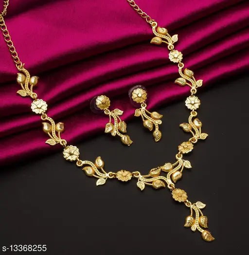 Lustrelia Alloy Designer Gold Plated Jewellery Set