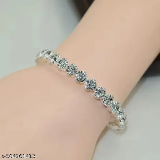 Lustrelia Crystal Pearl Bracelet For Girl's And Ladies Rhinestone Braclet