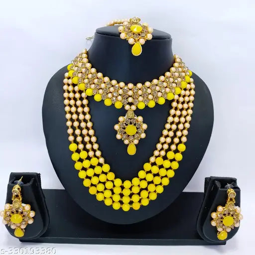 Lustrelia Golden Bloom Lari Necklace – Haldi Special