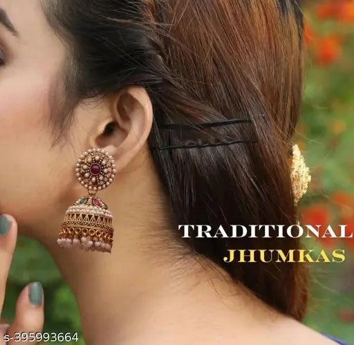 Lustrelia Royal Rajwadi Oxidized Jhumka Earrings for Women & Girls